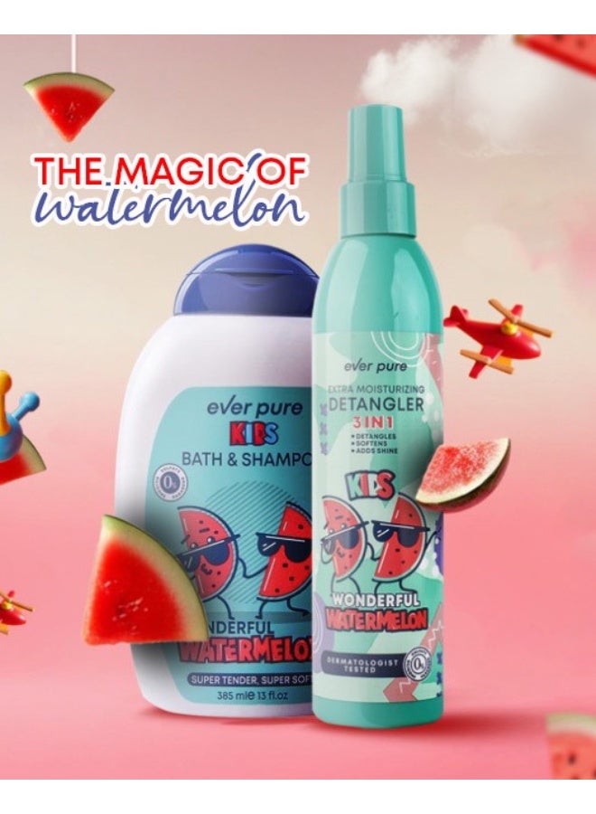 ever pure Extra Moisturizing For Kids Hair Detangler, 3 IN 1, Detangles, softens, Adds Shins, Wonderful WaterMelon 250m - Image 2